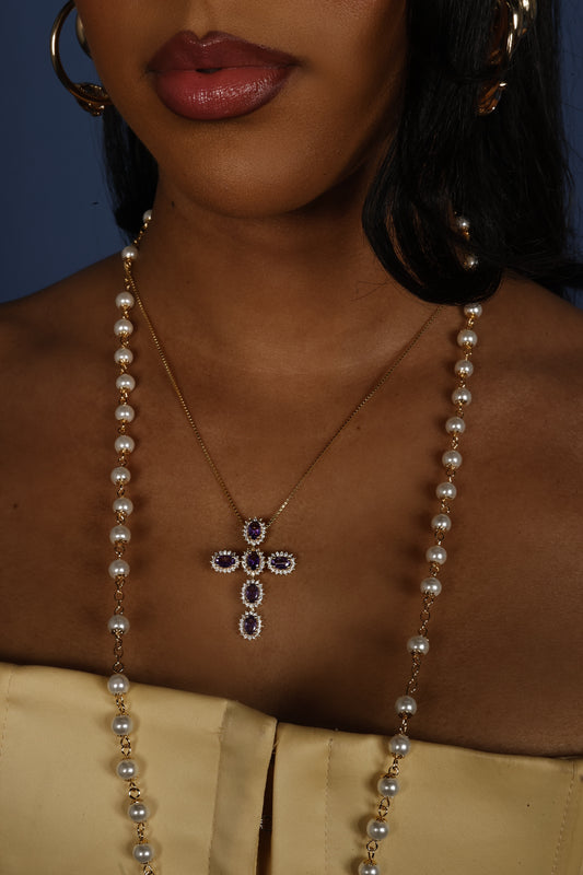AMETHYST CROSS NECKLACE