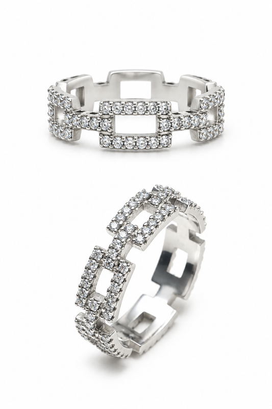 PAVE CHAIN LINK RING