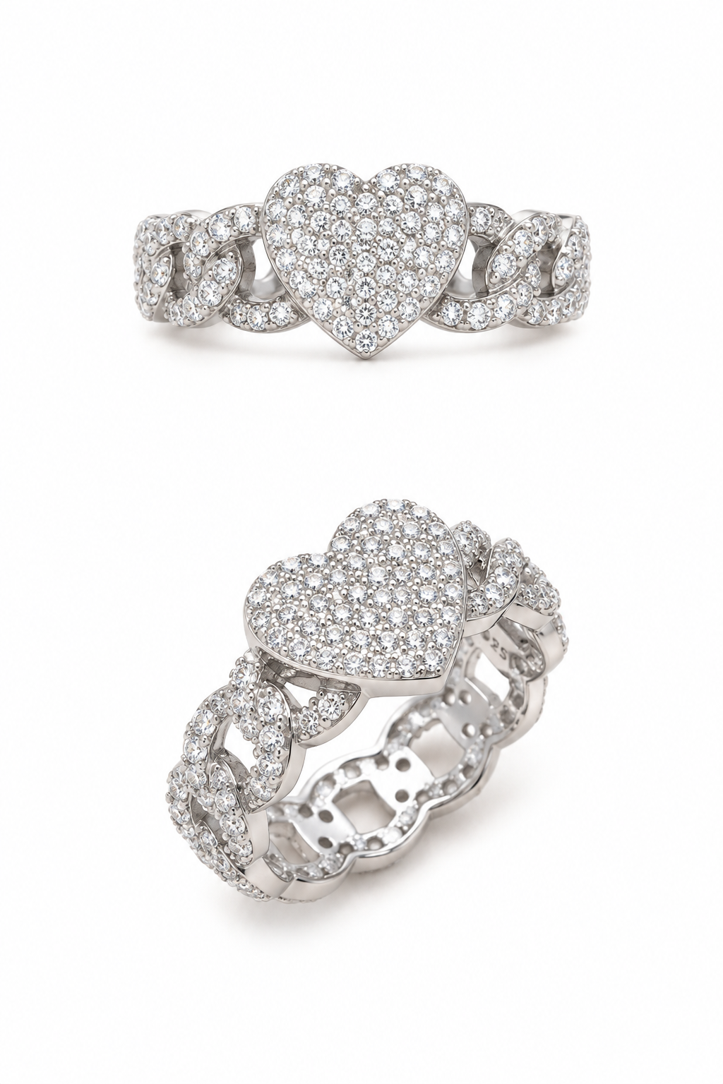 HEART CUBAN LINK RING