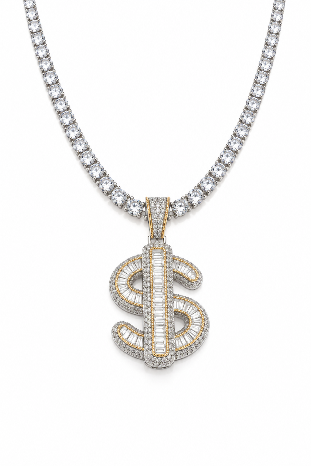 DIAMOND DOLLAR SIGN NECKLACE