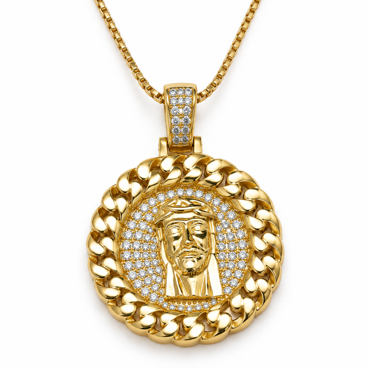 ICY JESUS MEDALLION NECKLACE