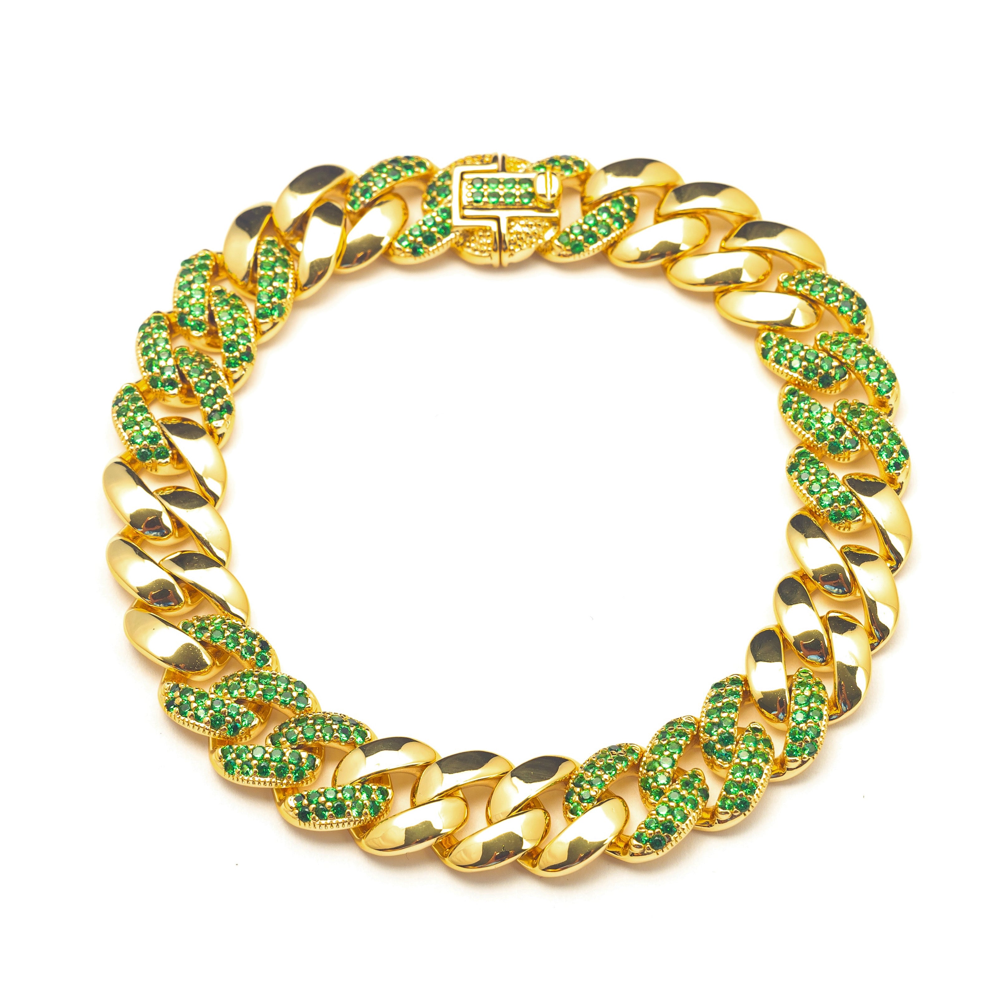 Emerald and Cuban Link Bracelet – Meira T Boutique