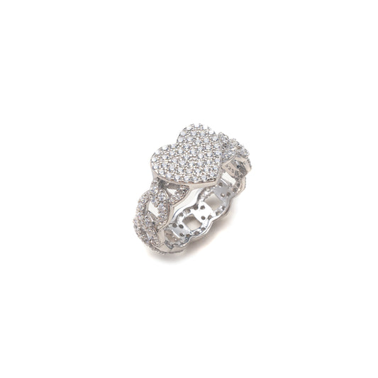 HEART CUBAN LINK RING