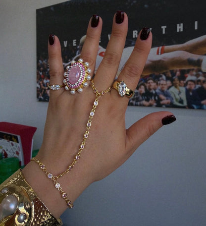 SOFT BLUSH HAND CHAIN BRACELET