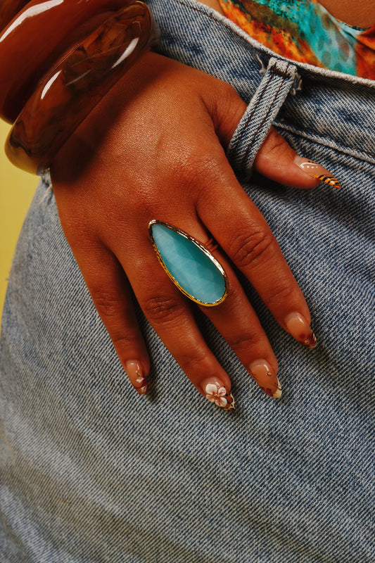 LARIMAR TEARDROP RING