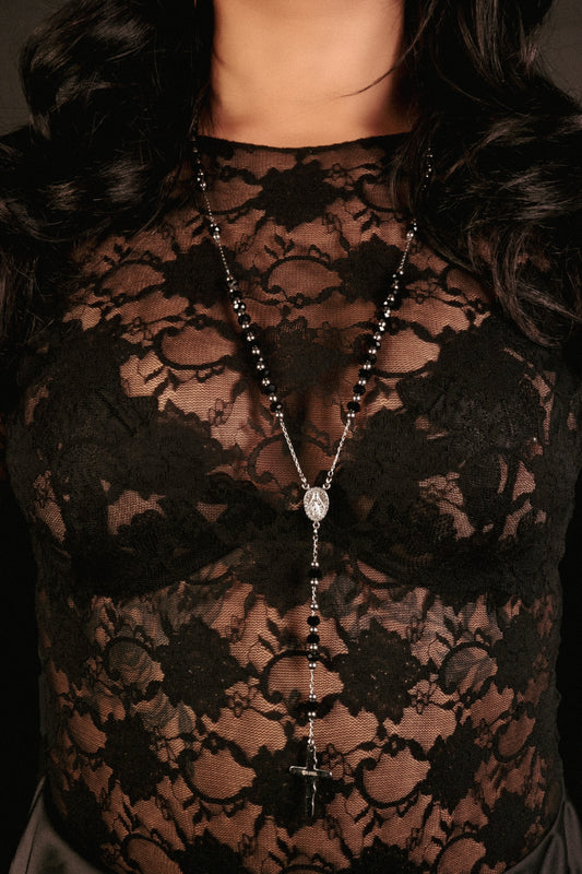 ONYX ROSARY NECKLACE