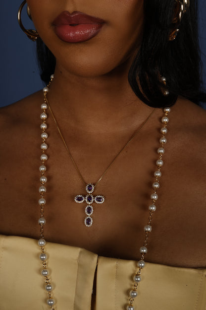 AMETHYST CROSS NECKLACE