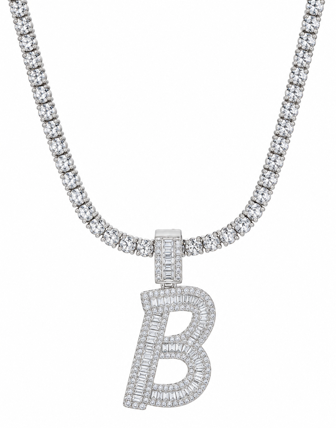 BAGUETTE INITIAL NECKLACE