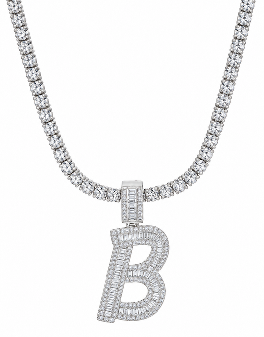 BAGUETTE INITIAL NECKLACE
