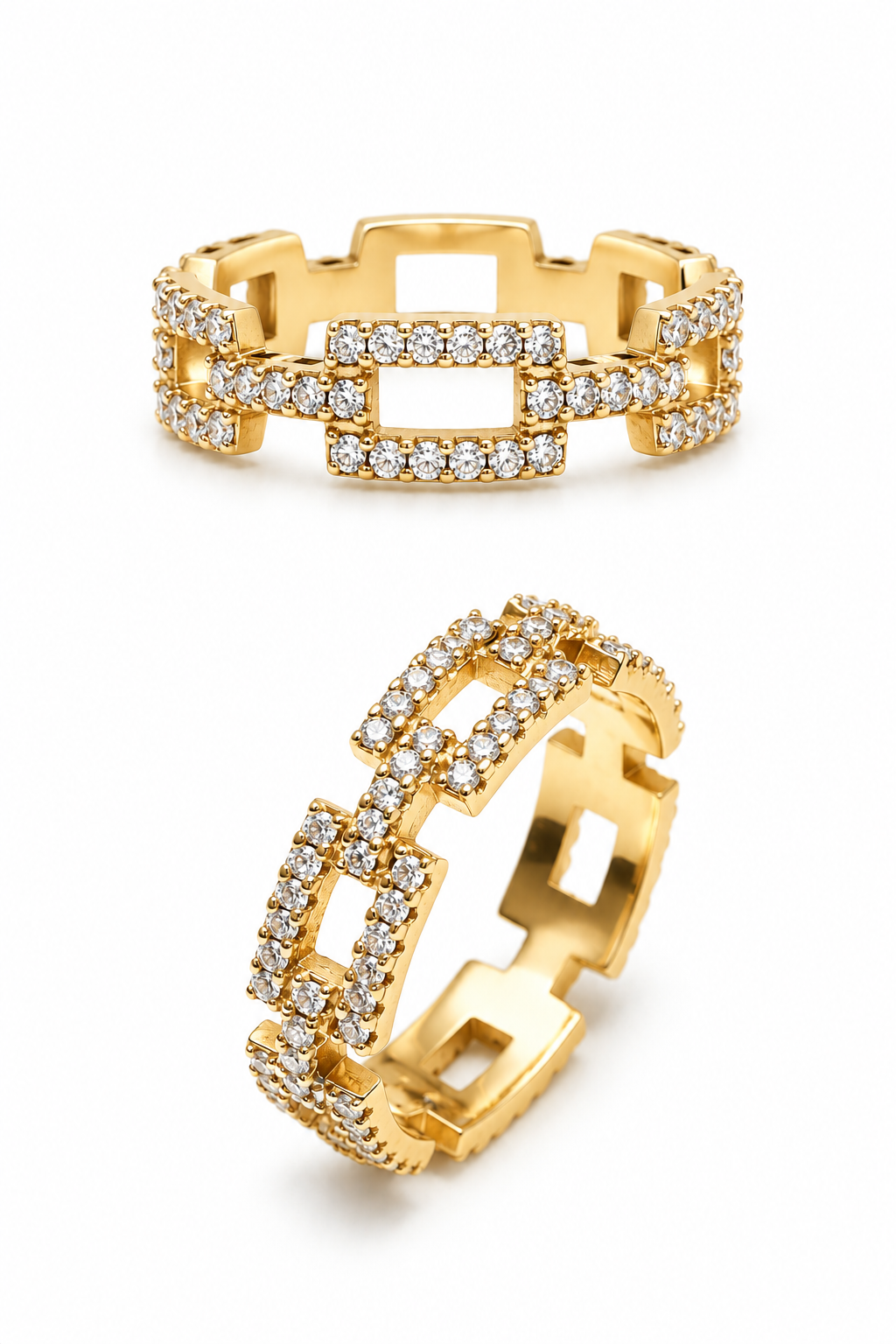 PAVE CHAIN LINK RING