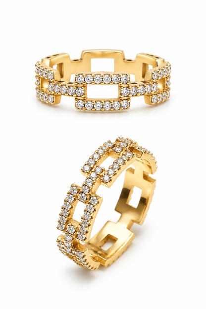 PAVE CHAIN LINK RING