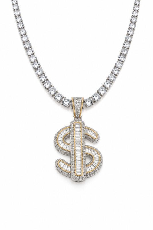DIAMOND DOLLAR SIGN NECKLACE
