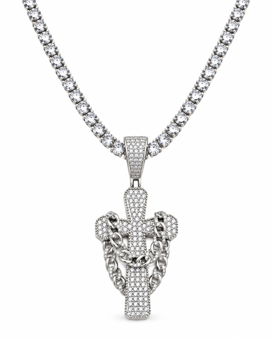 ICY VERA CROSS NECKLACE