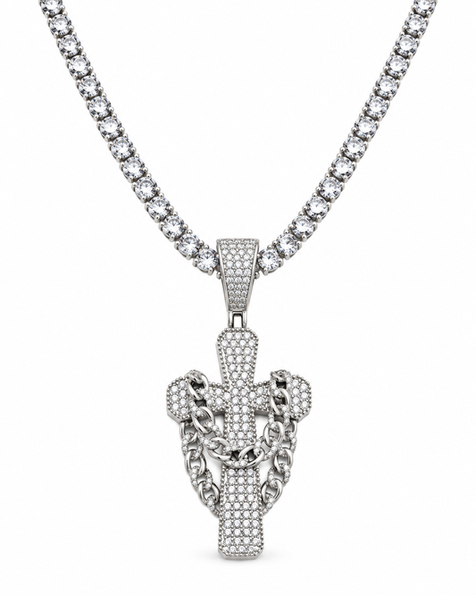 ICY VERA CROSS NECKLACE