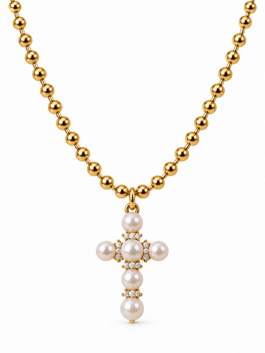 GORDITA PERLA CROSS NECKLACE