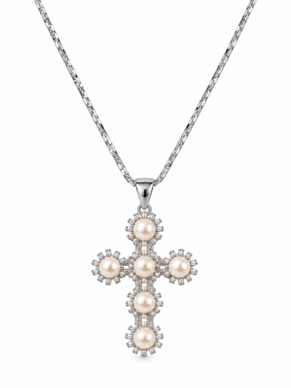 PERLA SOL CROSS NECKLACE