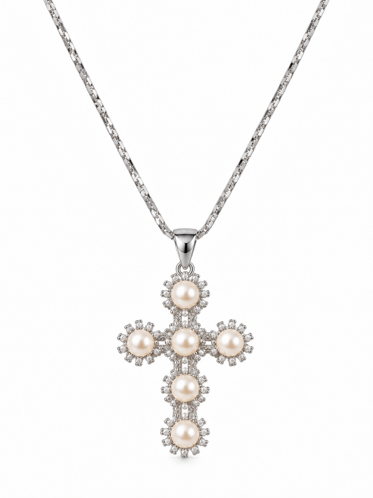 PERLA SOL CROSS NECKLACE