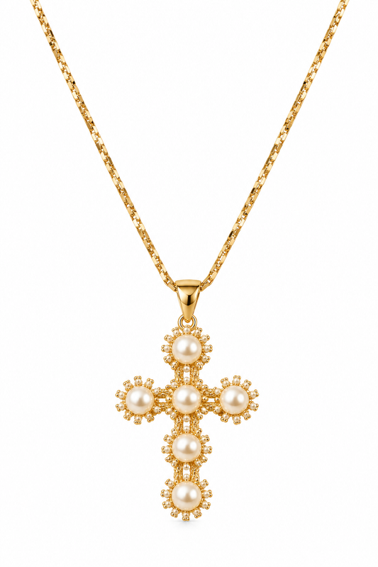 PERLA SOL CROSS NECKLACE