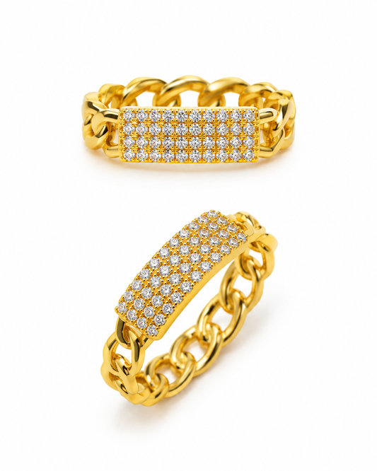 PAVE BAR CHAIN LINK RING