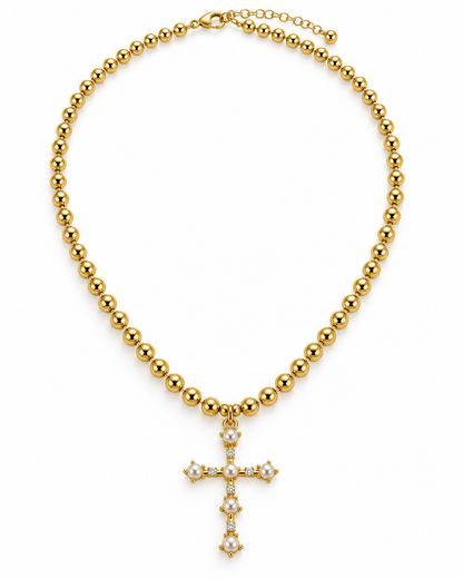 DAINTY PERLA CROSS NECKLACE