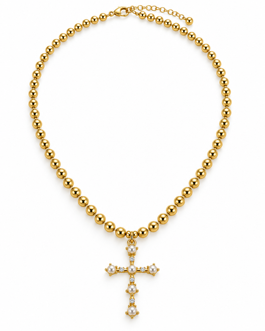 DAINTY PERLA CROSS NECKLACE