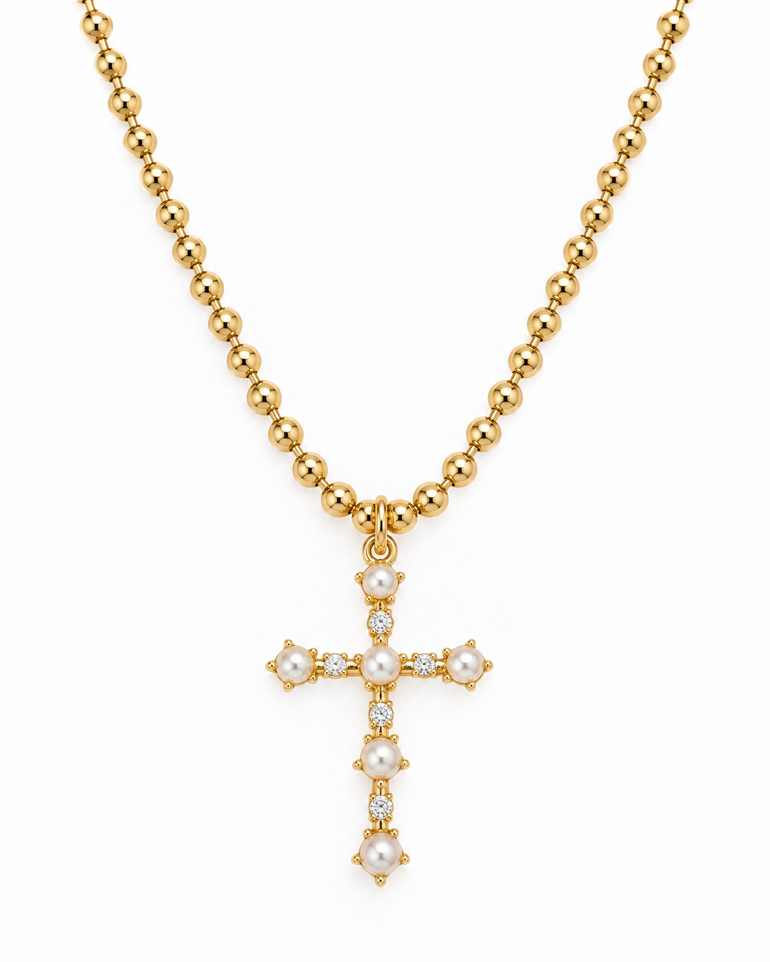 DAINTY PERLA CROSS NECKLACE