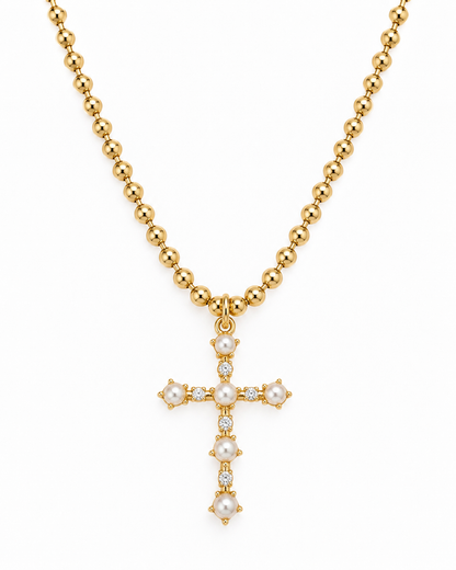 DAINTY PERLA CROSS NECKLACE