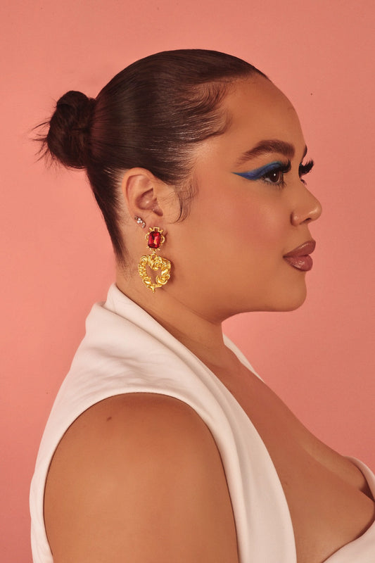 RUBY VINTAGE HEART EARRINGS