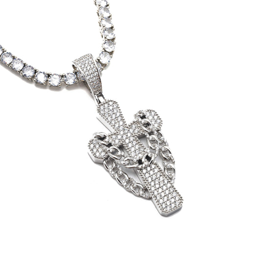 ICY VERA CROSS NECKLACE