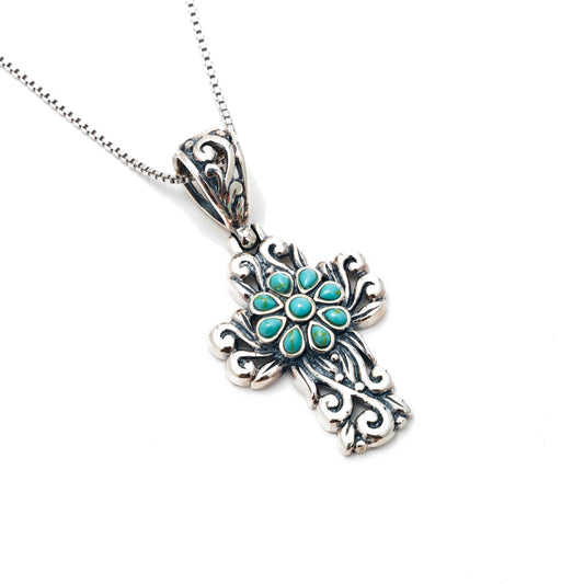 MINI TURQUOISE CROSS NECKLACE