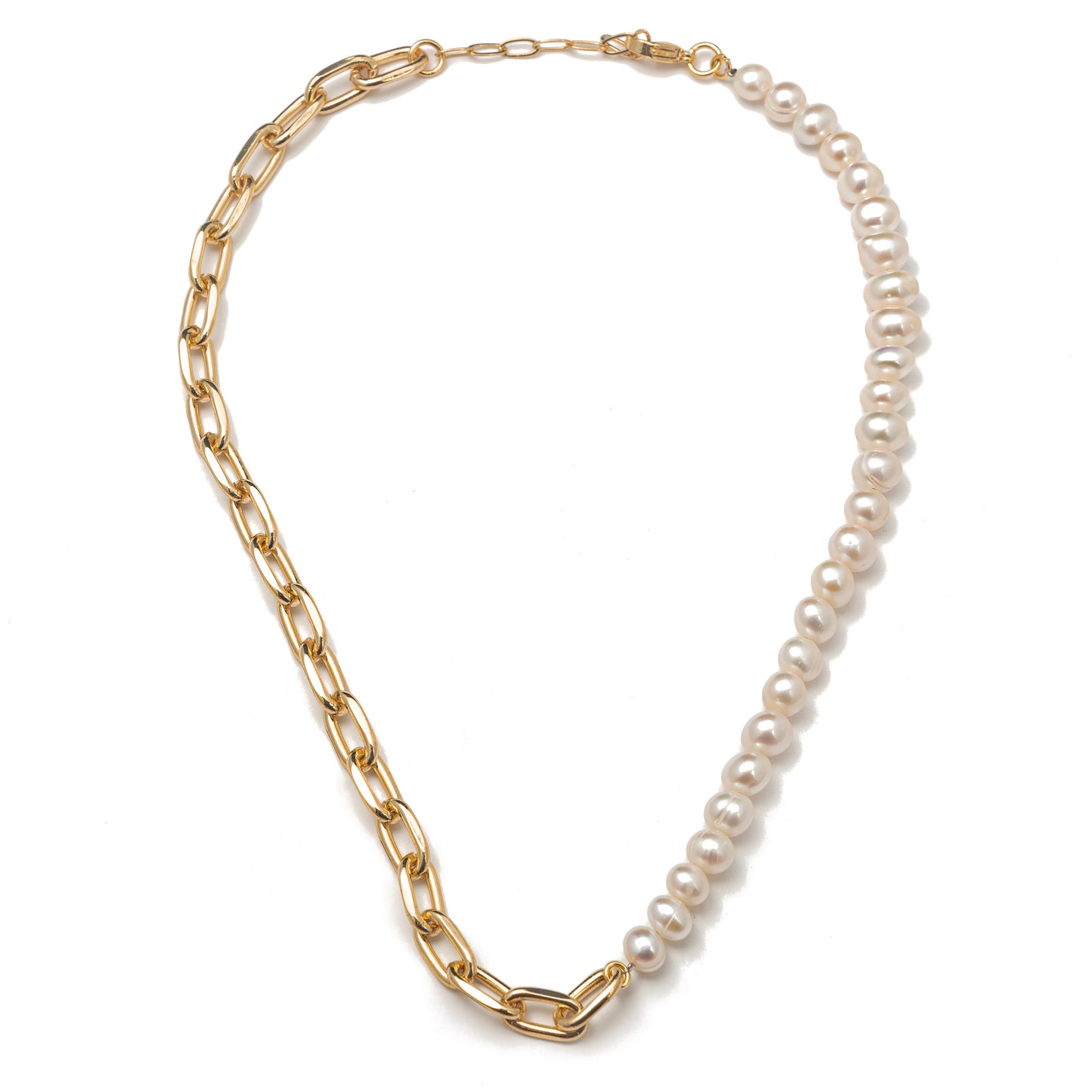 CURB LINK PEARL NECKLACE
