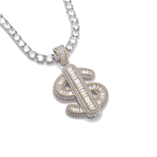 DIAMOND DOLLAR SIGN NECKLACE