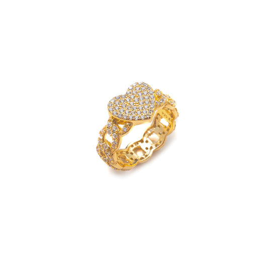 HEART CUBAN LINK RING