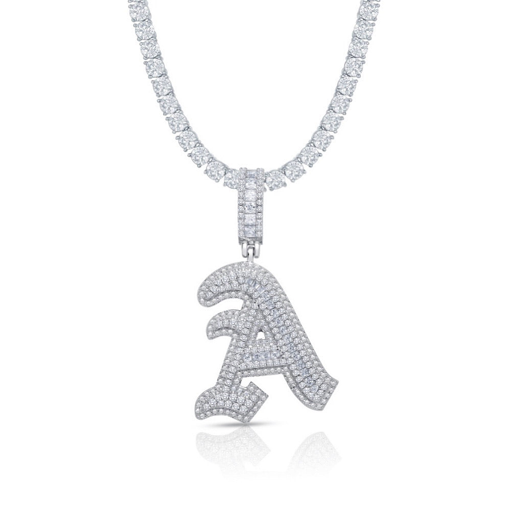 OLD ENGLISH ICY INITIAL NECKLACE – ByLolita