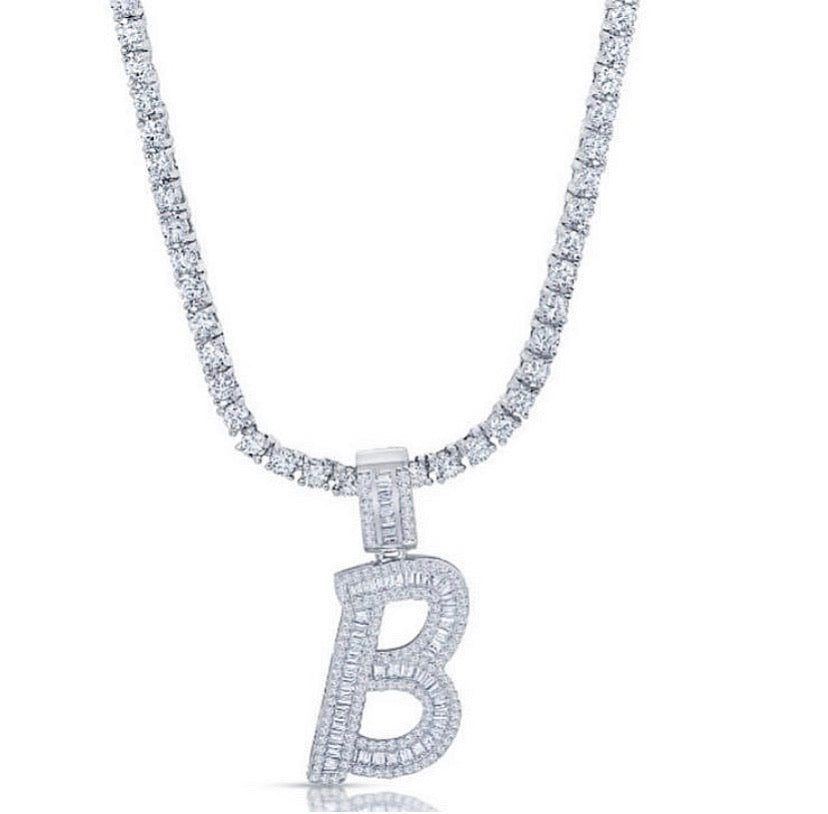 BAGUETTE INITIAL NECKLACE