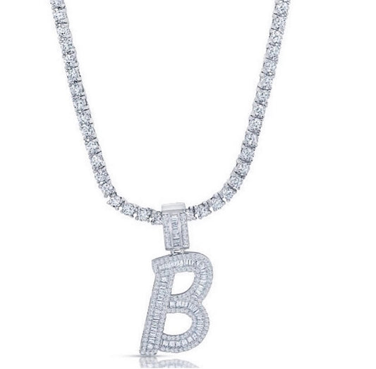 BAGUETTE INITIAL NECKLACE
