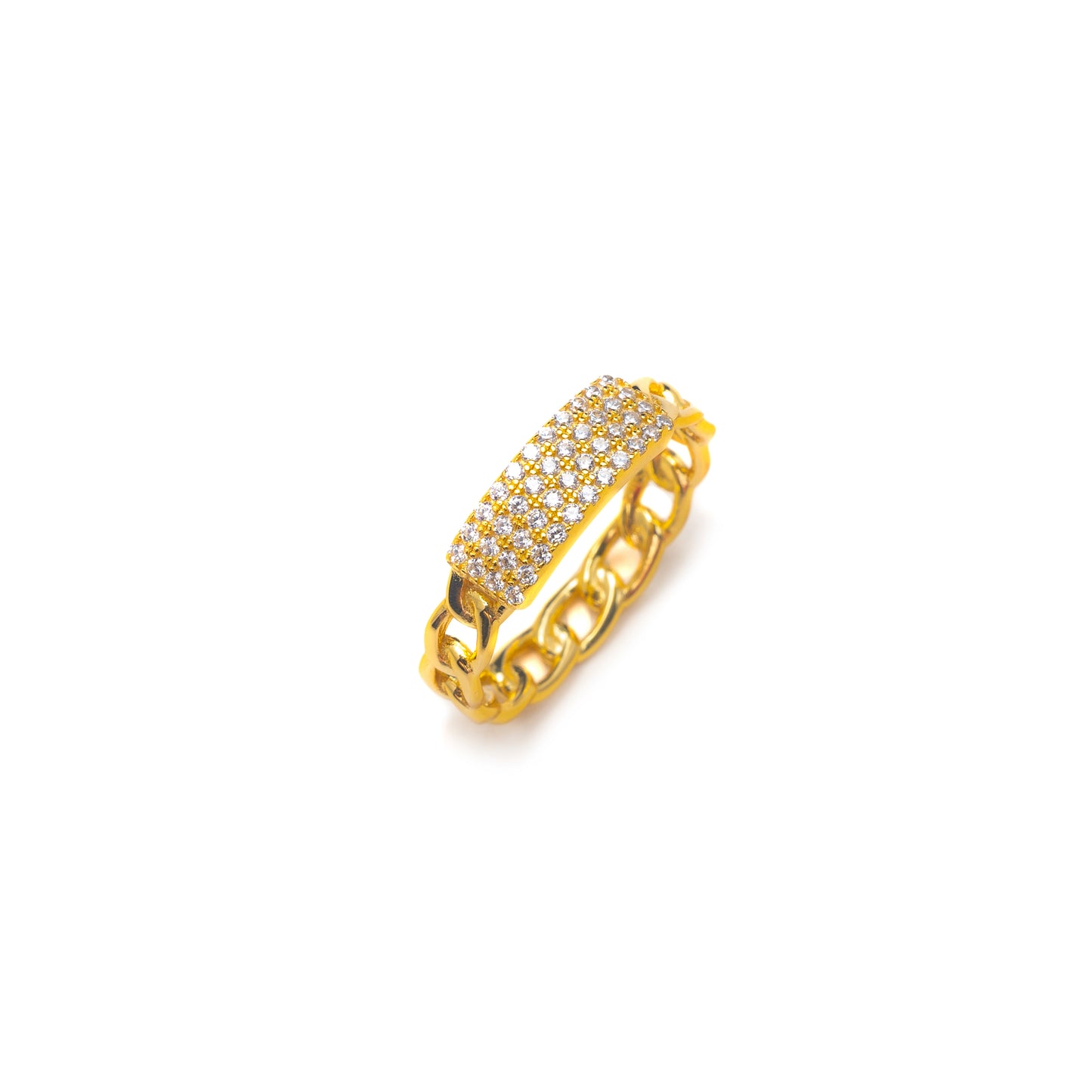 PAVE BAR CHAIN LINK RING
