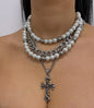 SILVER GOTHIC CROSS NECKLACE