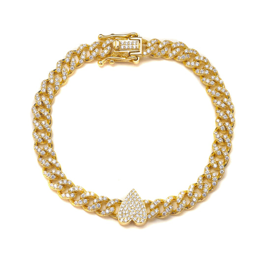 CUBAN LINK HEART BRACELET